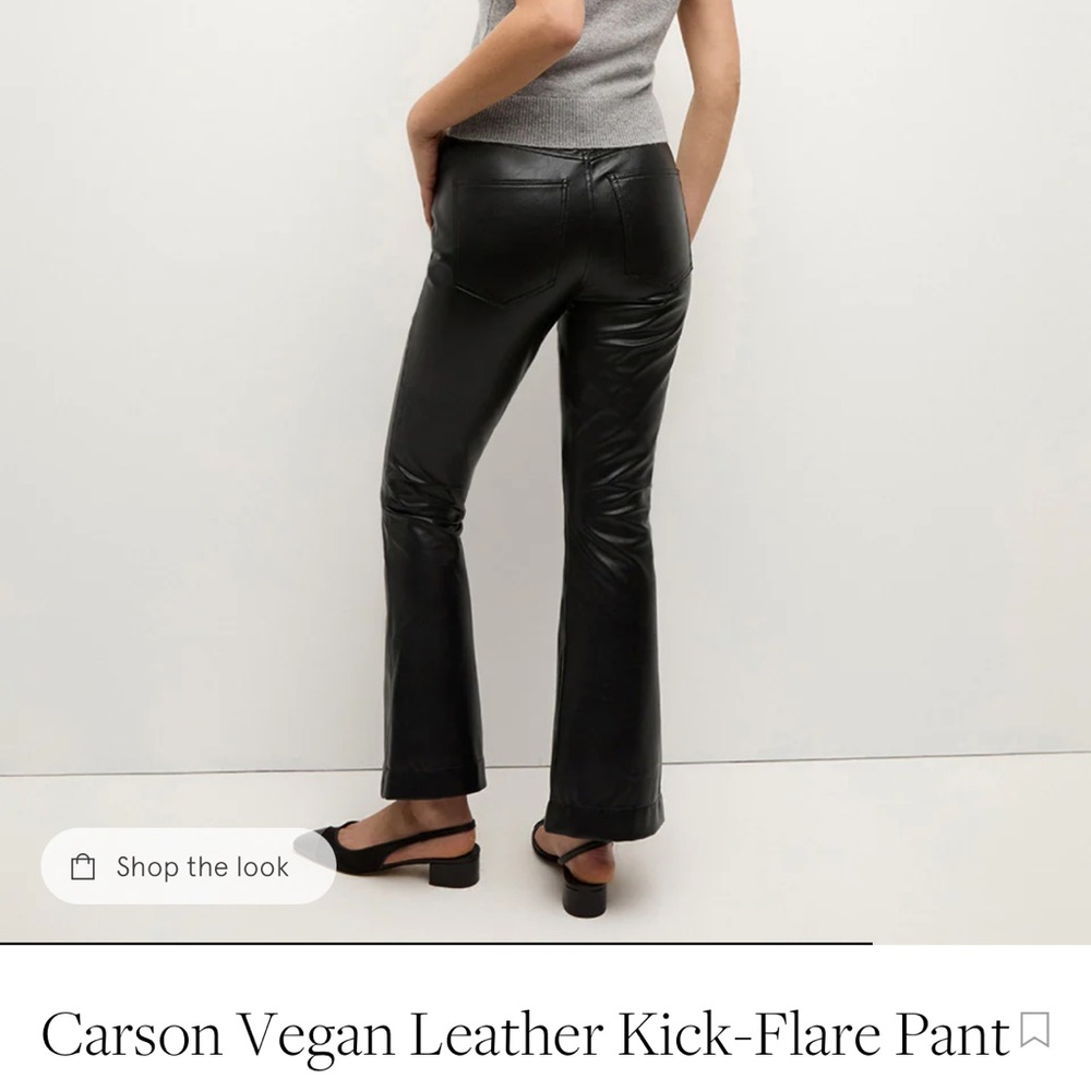 NWT Veronica beard Carson Black Vegan Leather Kick-Flare Pants- size 29